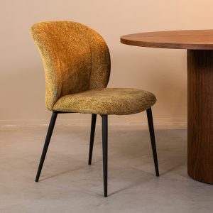 LABEL51 Eetkamerstoel Vino - Mustard - Chenille - Zwart Metalen Frame