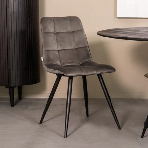 LABEL51 Eetkamerstoel Bistro - Taupe - - Zwart Metalen Frame