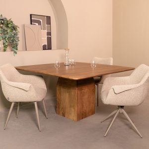 LABEL51 Eetkamertafel Ingo - Nature Smooth - Mangohout - 130 cm - Vierkant