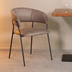 LABEL51 Eetkamerstoel Luuk - Taupe - - Zwart Metalen Frame