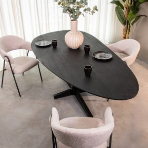 LABEL51 Eetkamertafel Rosie - Zwart - Mangohout - 180 cm