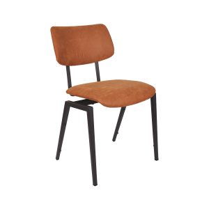 LABEL51 Eetkamerstoel Stapelbaar - Cognac - Kunstleder - Zwart Metalen Frame