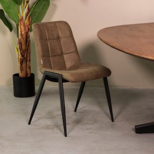 LABEL51 Eetkamerstoel Noor - Moss - - Zwart Metalen Frame