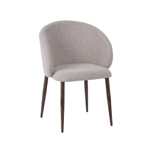 LABEL51 Eetkamerstoel Yuki - Naturel - Boucle - Walnoot Houten Frame