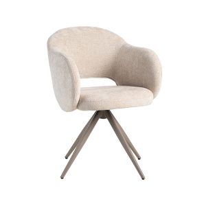 LABEL51 Eetkamerstoel Lela - Naturel - Chenille - Taupe Metalen Frame