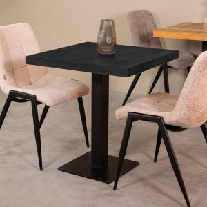 LABEL51 Eetkamertafel Tafelblad Vierkant - Zwart - Mangohout - 70 cm Straight