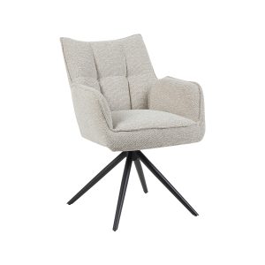 LABEL51 Eetkamerstoel Amalfi - Naturel - - Zwart Metalen Frame