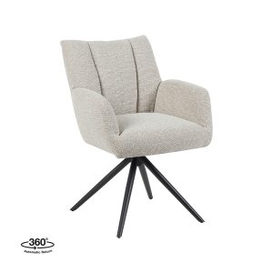 LABEL51 Eetkamerstoel Padua - Naturel - - Zwart Metalen Frame