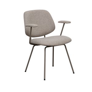 LABEL51 Eetkamerstoel Loreto - Naturel - - Taupe Metalen Frame