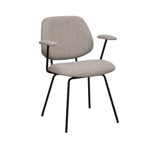 LABEL51 Eetkamerstoel Loreto - Naturel - - Zwart Metalen Frame