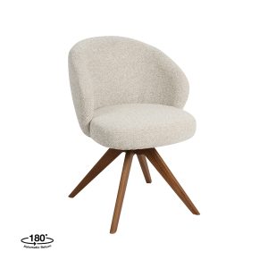 LABEL51 Eetkamerstoel Sabi - Naturel - Boucle - Walnoot Houten Frame