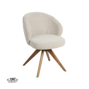 LABEL51 Eetkamerstoel Sabi - Naturel - Boucle - Naturel Houten Frame