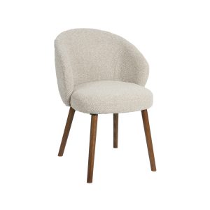 LABEL51 Eetkamerstoel Shiro - Naturel - Boucle - Walnoot Houten Frame
