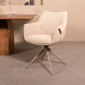 LABEL51 Eetkamerbank Narumi - Naturel - - Taupe Metalen Frame