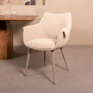 LABEL51 Eetkamerstoel Mirai - Naturel - - Taupe Metalen Frame