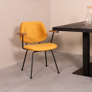 LABEL51 Eetkamerstoel Gastron - Oker - - Zwart Metalen Frame
