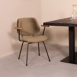 LABEL51 Eetkamerstoel Gastron - Hunter - Velvet - Zwart Metalen Frame