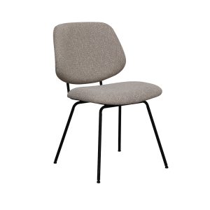 LABEL51 Eetkamerstoel Ravenna - Naturel - Boucle - Zwart Metalen Frame