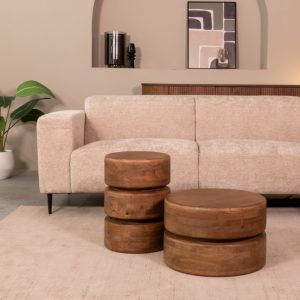 LABEL51 Bijzettafel Milly - Nature Smooth - - 35 cm - Rond