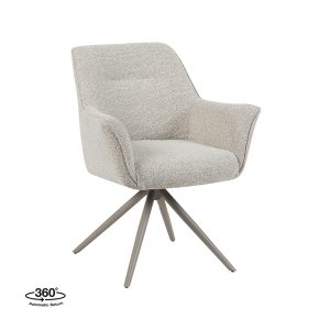 LABEL51 Eetkamerstoel Kimora - Naturel - Boucle - Taupe Metalen Frame