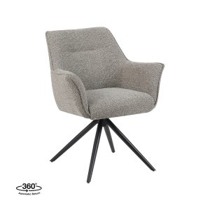 LABEL51 Eetkamerstoel Kimora - Mushroom - Boucle - Zwart Metalen Frame