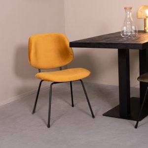 LABEL51 Eetkamerstoel Bello - Oker - - Zwart Metalen Frame