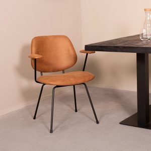 LABEL51 Eetkamerstoel Rivano - Cognac - - Zwart Metalen Frame