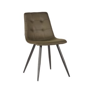 LABEL51 Eetkamerstoel Jay - Army - Kunstleder - Zwart Metalen Frame