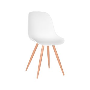 LABEL51 Eetkamerstoel Rimini - Wit - PP - Naturel Houtlook Frame