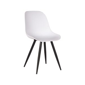 LABEL51 Eetkamerstoel Monza - Wit - PP - Zwart Metalen Frame