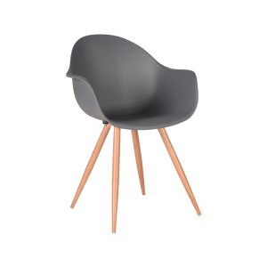 LABEL51 Eetkamerstoel Parma - Antraciet - - Naturel Houtlook Frame