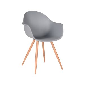 LABEL51 Eetkamerstoel Parma - Grijs - PP - Naturel Houtlook Frame